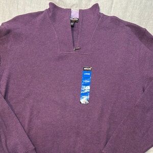 Kirkland  Purple Zip Up Sweater with Stand-Up Collar Sz Large